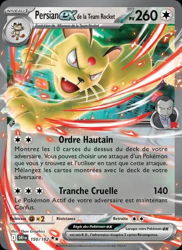 Persian-ex de la Team Rocket — Rivalités Destinées 150 French Pokémon card