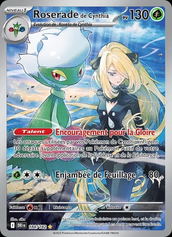 Roserade de Cynthia — Rivalités Destinées 184 French Pokémon card