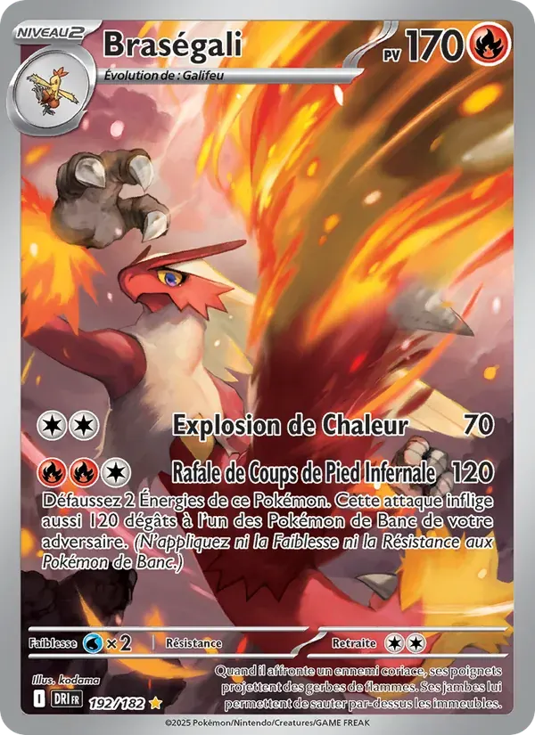 Braségali — Rivalités Destinées 192 French Pokémon card