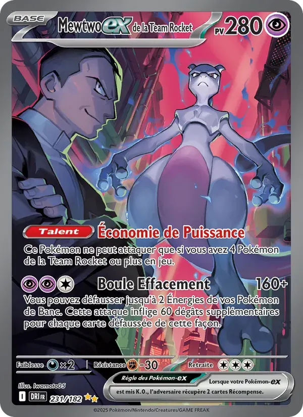 Mewtwo-ex de la Team Rocket — Rivalités Destinées 231 French Pokémon card
