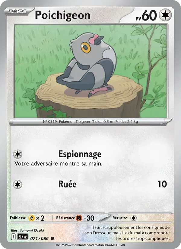 Poichigeon — Foudre Noire 71 French Pokémon card