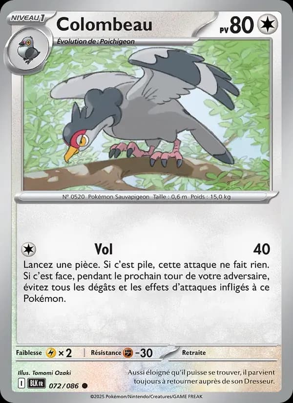 Colombeau — Foudre Noire 72 French Pokémon card