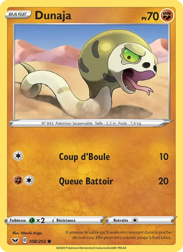 Dunaja — Épée et Bouclier 108 French Pokémon card