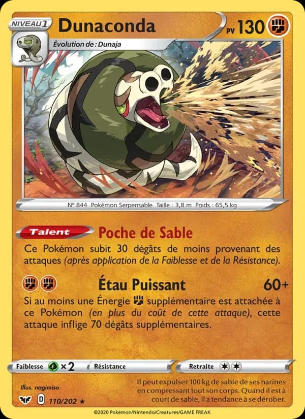 Dunaconda — Épée et Bouclier 110 French Pokémon card