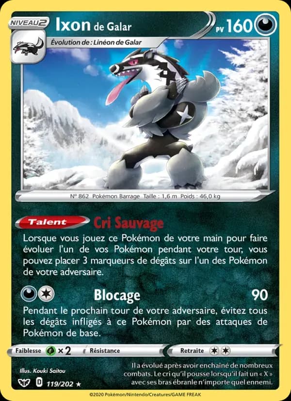 Ixon de Galar — Épée et Bouclier 119 French Pokémon card