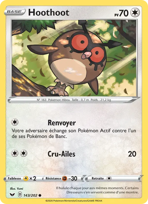 Hoothoot — Épée et Bouclier 143 French Pokémon card