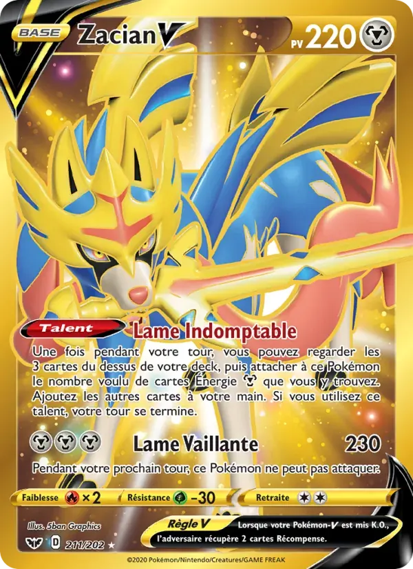 Zacian V — Épée et Bouclier 211 French Pokémon card