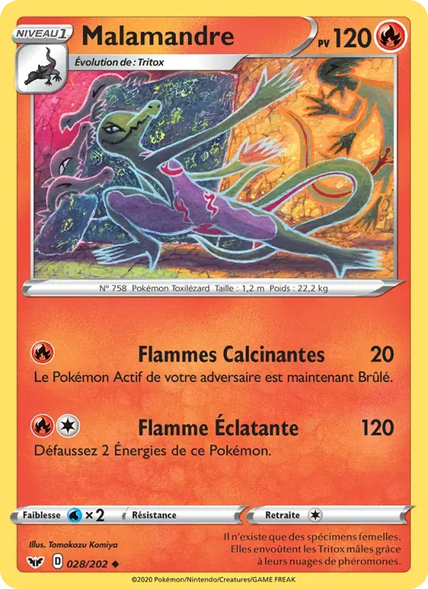 Malamandre — Épée et Bouclier 28 French Pokémon card