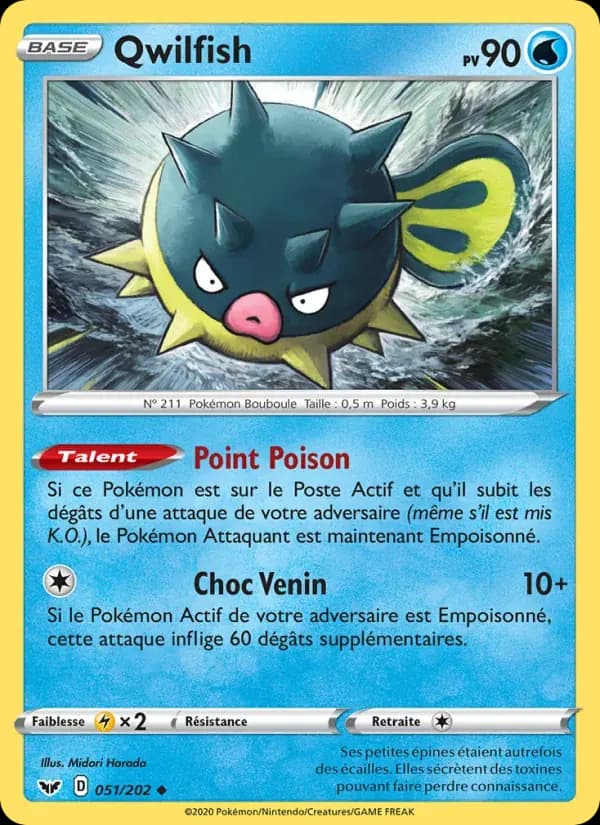 Qwilfish — Épée et Bouclier 51 French Pokémon card