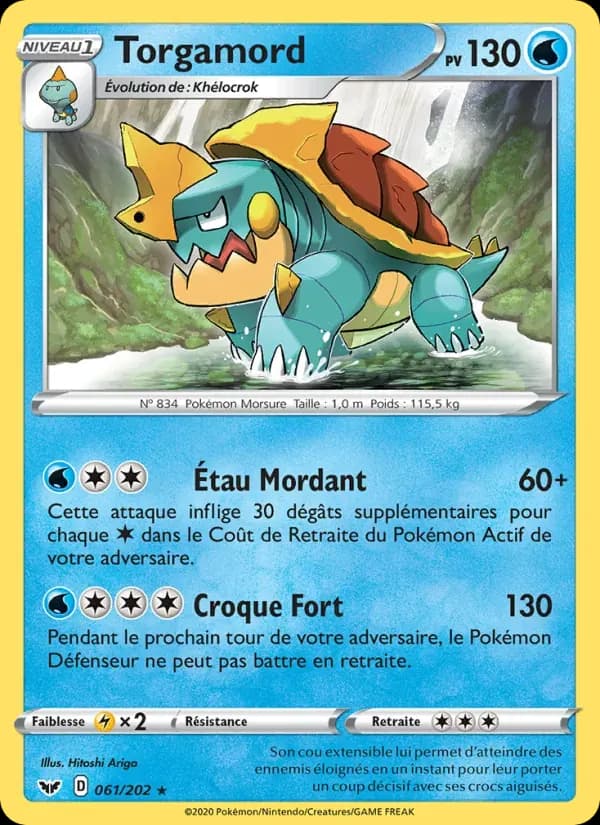Torgamord — Épée et Bouclier 61 French Pokémon card