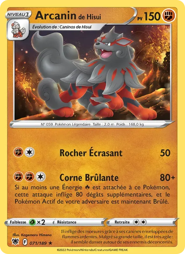 Arcanin de Hisui — Astres Radieux 71 French Pokémon card