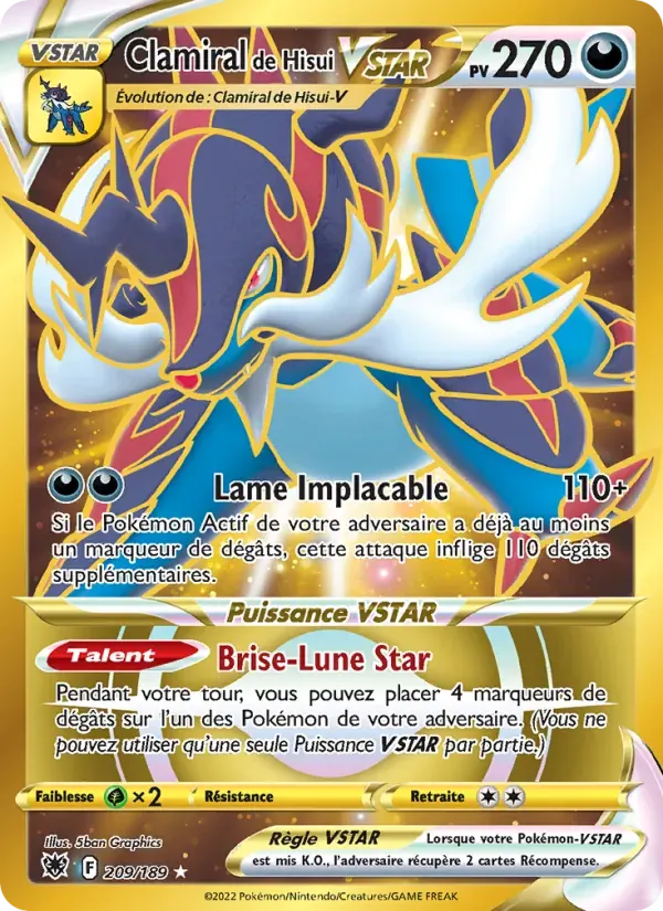 Clamiral de Hisui VSTAR — Astres Radieux 209 French Pokémon card