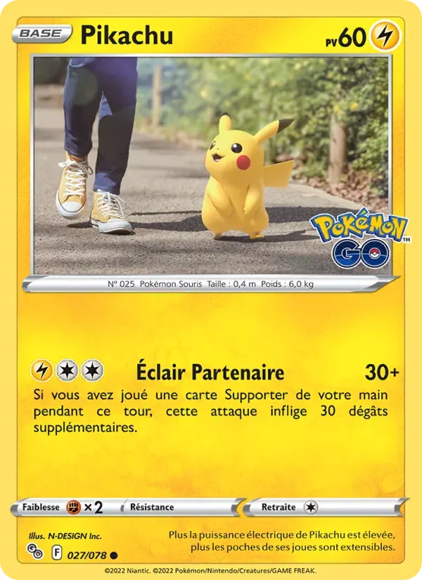 Pikachu — Pokémon GO 27 French Pokémon card