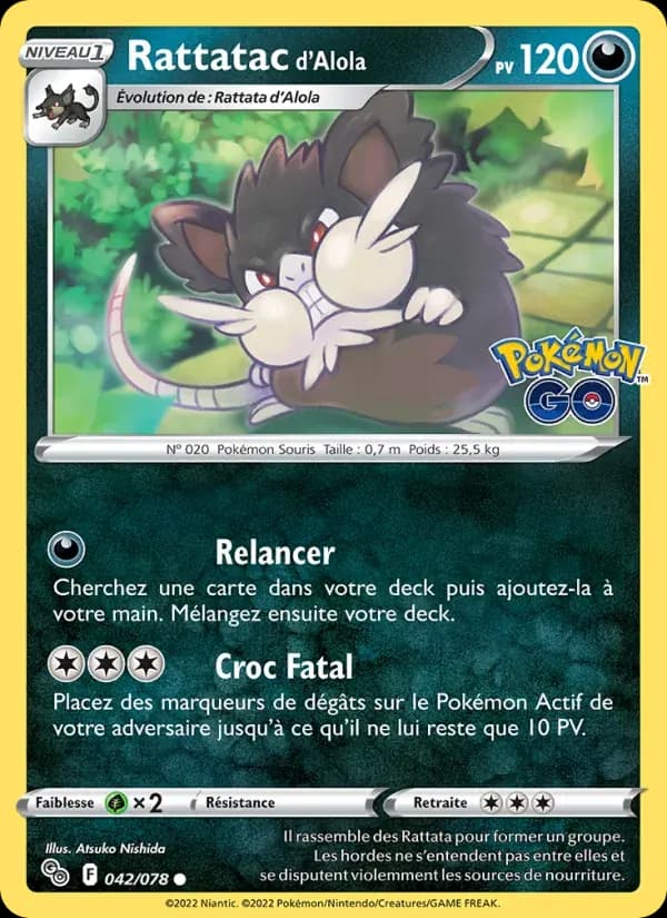 Rattatac d'Alola — Pokémon GO 42 French Pokémon card