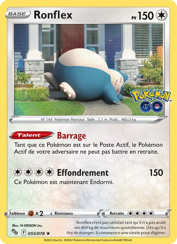 Ronflex — Pokémon GO 55 French Pokémon card