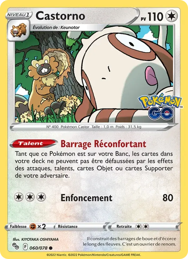 Castorno — Pokémon GO 60 French Pokémon card