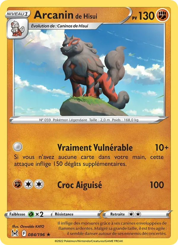 Arcanin de Hisui — Origine Perdue 84 French Pokémon card