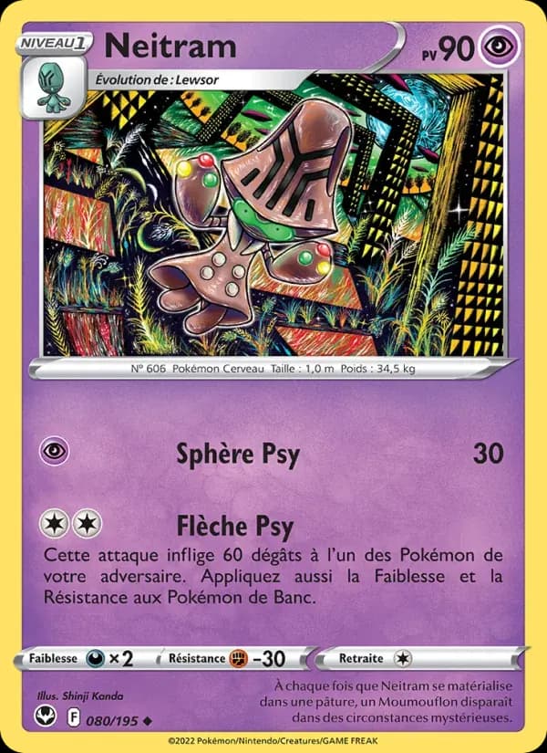 Neitram — Tempête Argentée 80 French Pokémon card