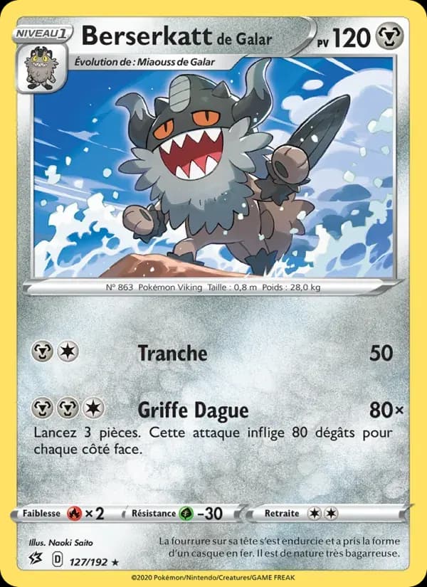 Berserkatt de Galar — Clash des Rebelles 127 French Pokémon card