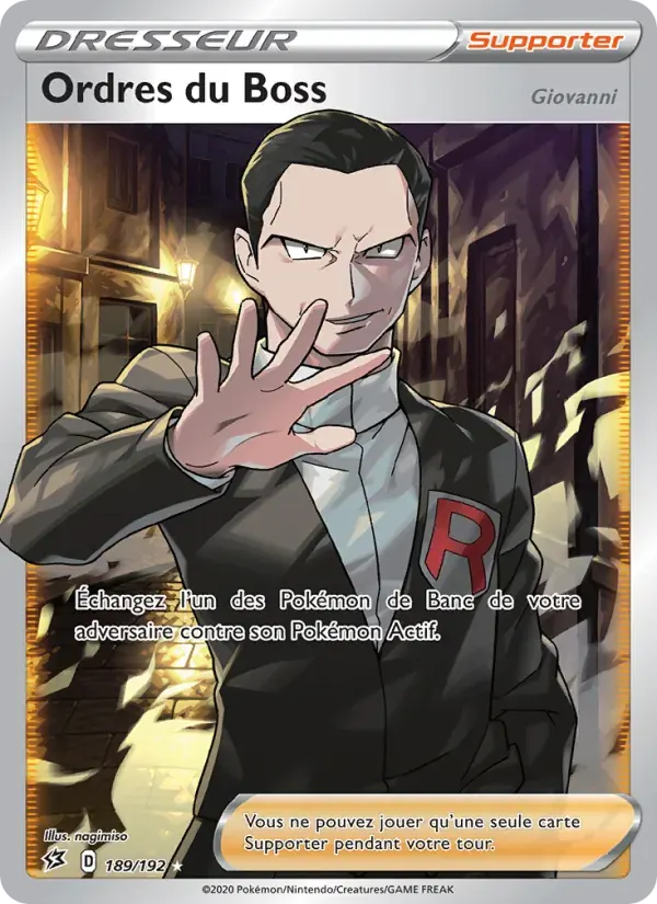 Ordres du Boss (Giovanni) — Clash des Rebelles 189 French Pokémon card
