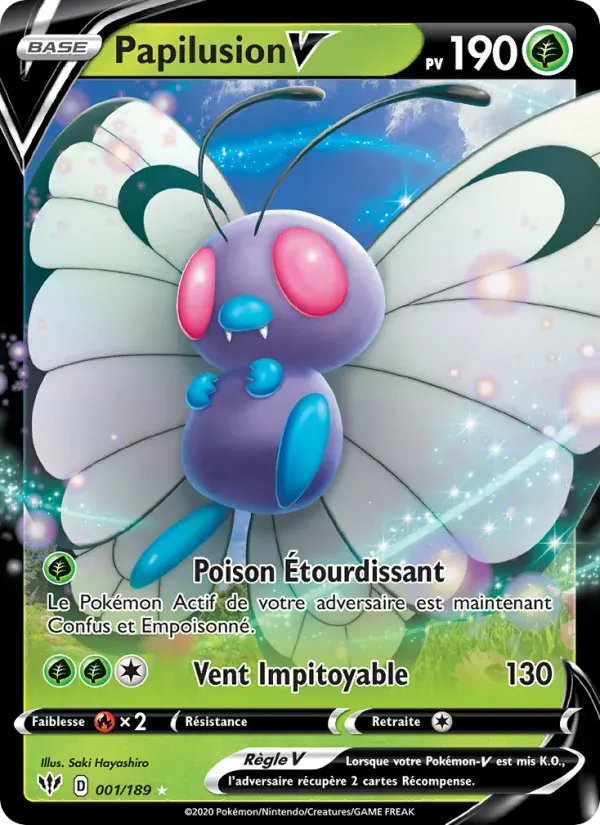Papilusion V — Ténèbres Embrasées 1 French Pokémon card