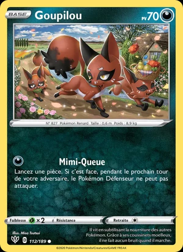 Goupilou — Ténèbres Embrasées 112 French Pokémon card