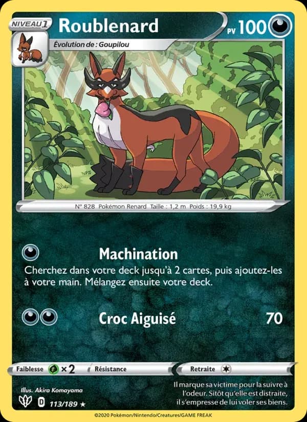Roublenard — Ténèbres Embrasées 113 French Pokémon card