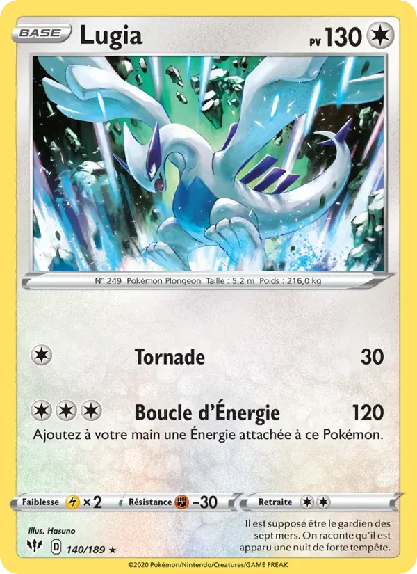 Lugia — Ténèbres Embrasées 140 French Pokémon card