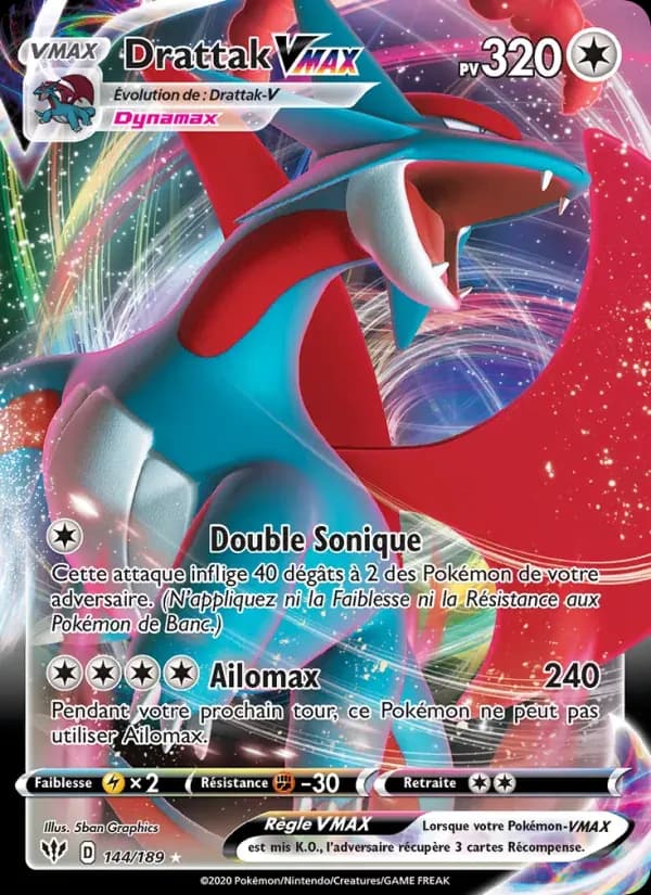 Drattak VMAX — Ténèbres Embrasées 144 French Pokémon card