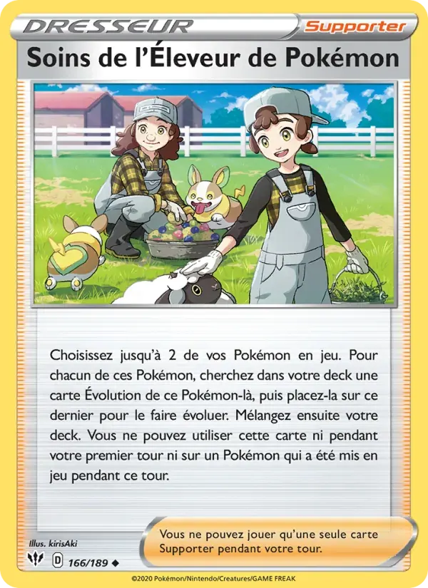 Soins de l'Éleveur de Pokémon — Ténèbres Embrasées 166 French Pokémon card