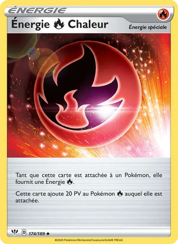 Énergie Fire Chaleur — Ténèbres Embrasées 174 French Pokémon card