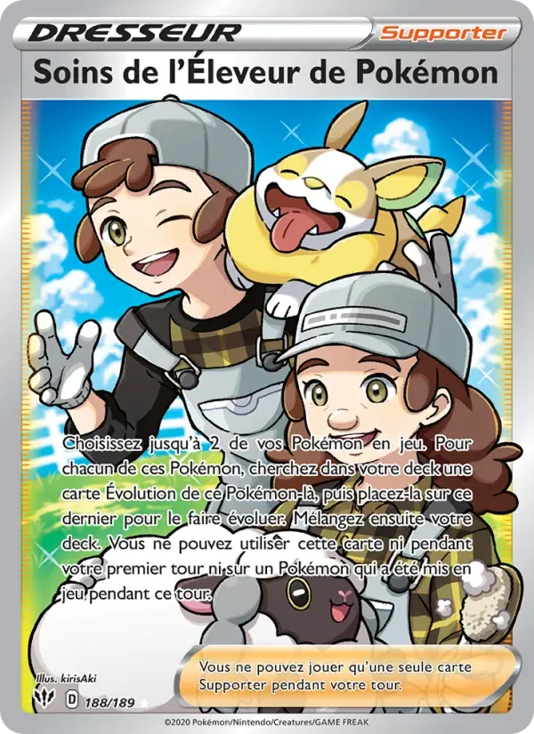 Soins de l'Éleveur de Pokémon — Ténèbres Embrasées 188 French Pokémon card
