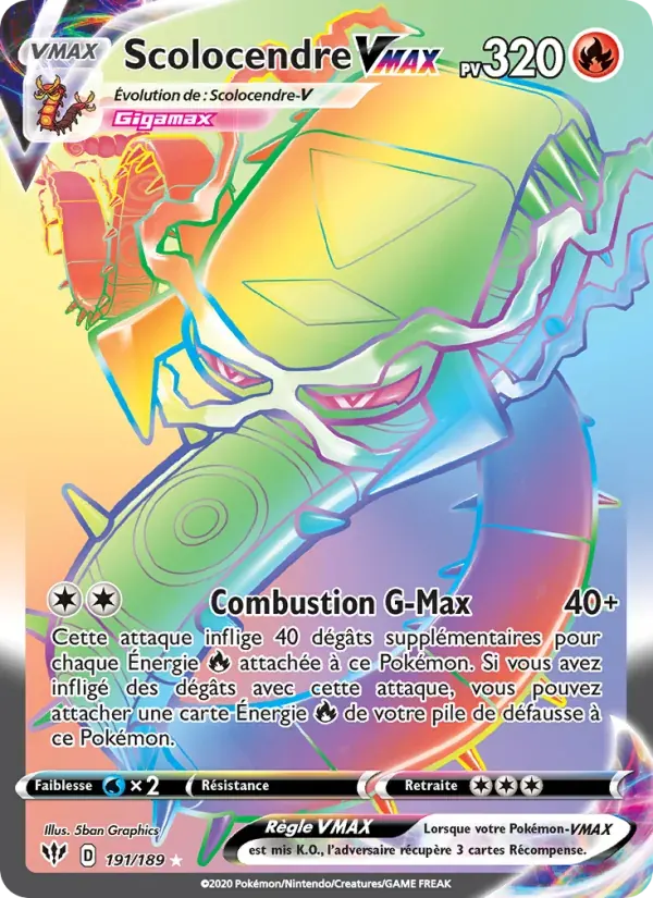 Scolocendre VMAX — Ténèbres Embrasées 191 French Pokémon card