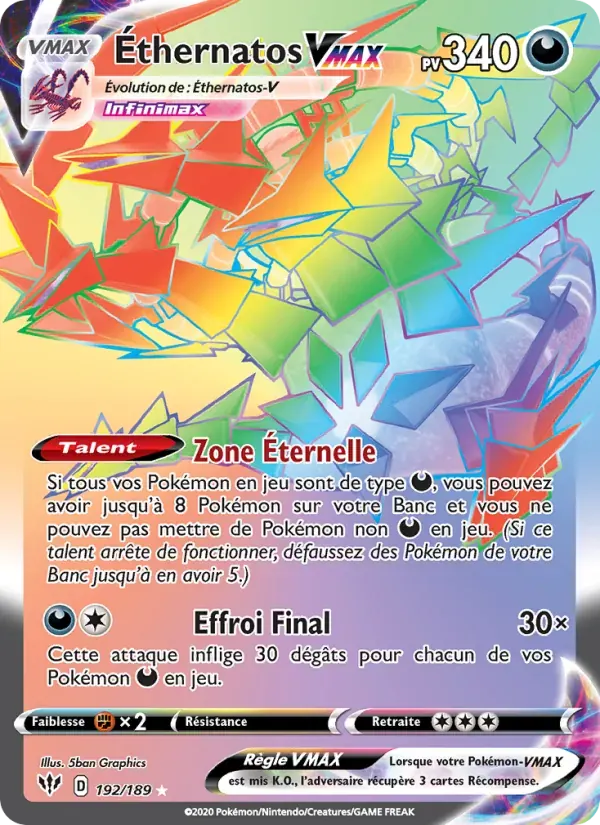 Éthernatos VMAX — Ténèbres Embrasées 192 French Pokémon card