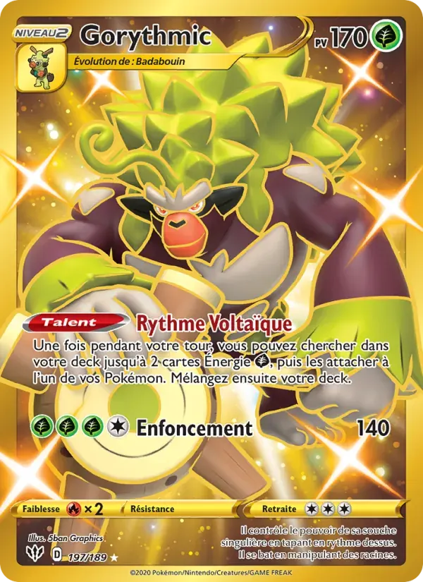Gorythmic — Ténèbres Embrasées 197 French Pokémon card