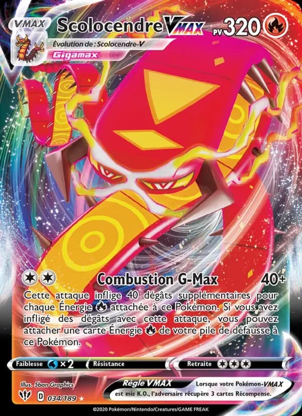 Scolocendre VMAX — Ténèbres Embrasées 34 French Pokémon card