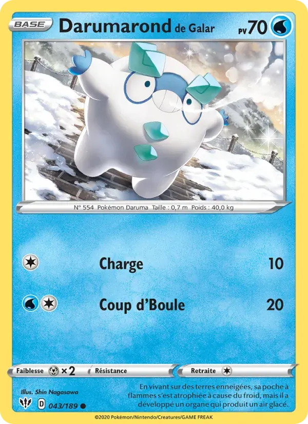 Darumarond de Galar — Ténèbres Embrasées 43 French Pokémon card
