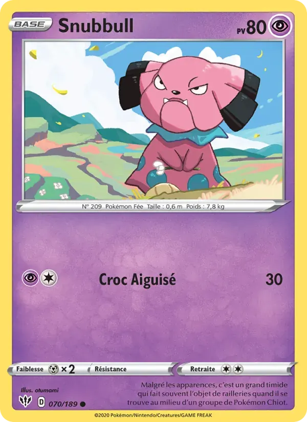 Snubbull — Ténèbres Embrasées 70 French Pokémon card