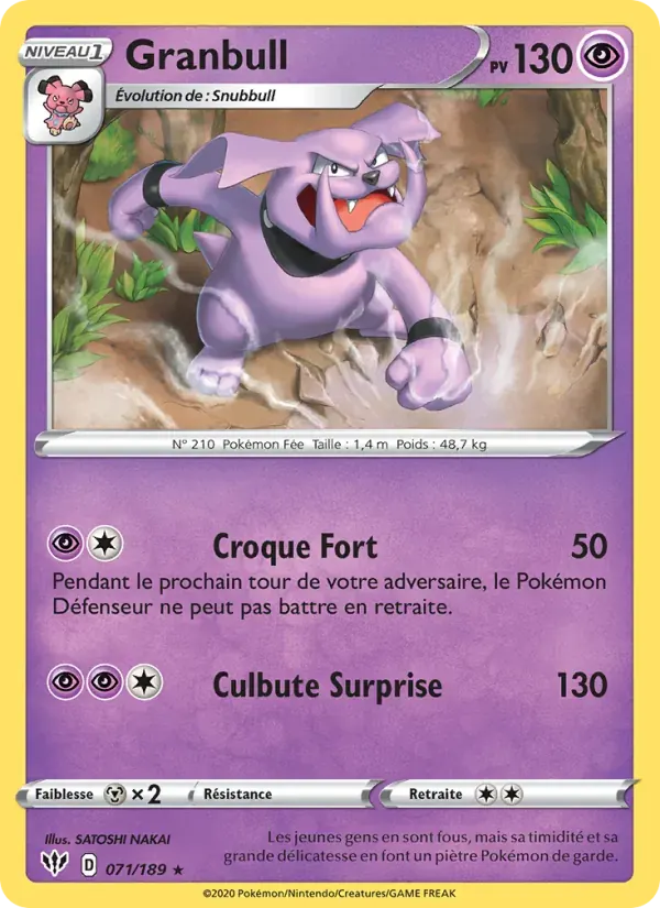 Granbull — Ténèbres Embrasées 71 French Pokémon card