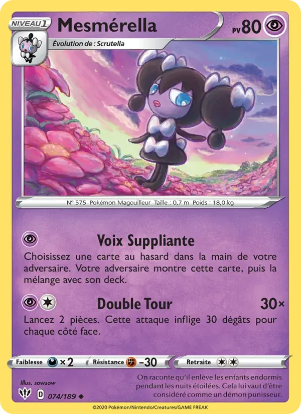 Mesmérella — Ténèbres Embrasées 74 French Pokémon card