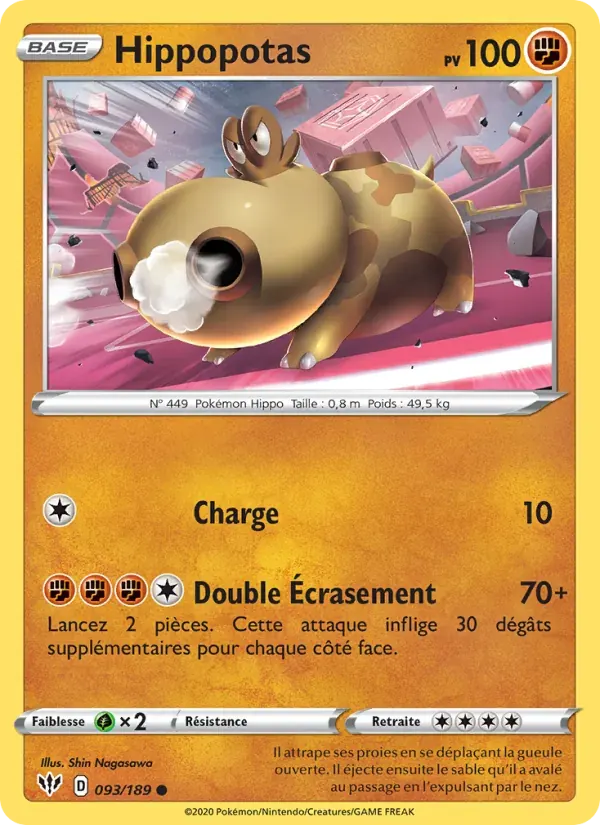 Hippopotas — Ténèbres Embrasées 93 French Pokémon card