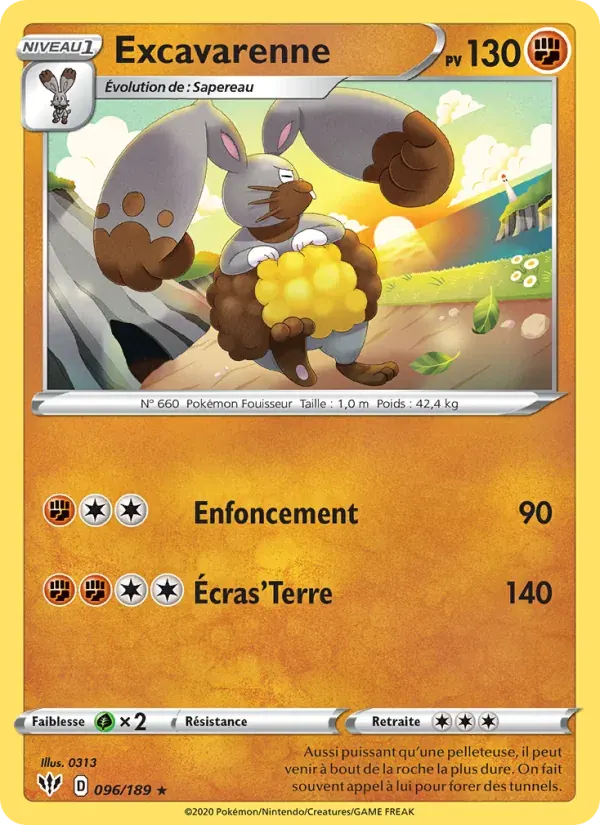 Excavarenne — Ténèbres Embrasées 96 French Pokémon card