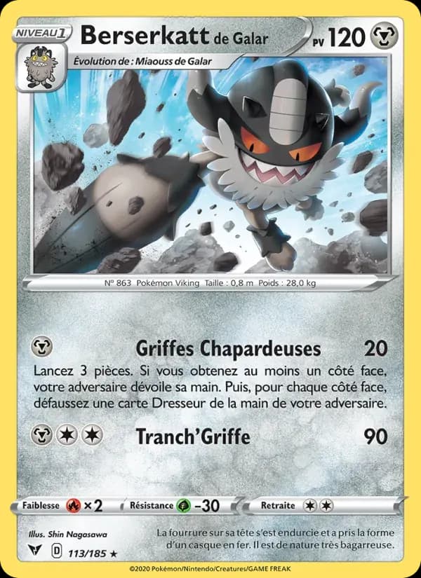 Berserkatt de Galar — Voltage Éclatant 113 French Pokémon card