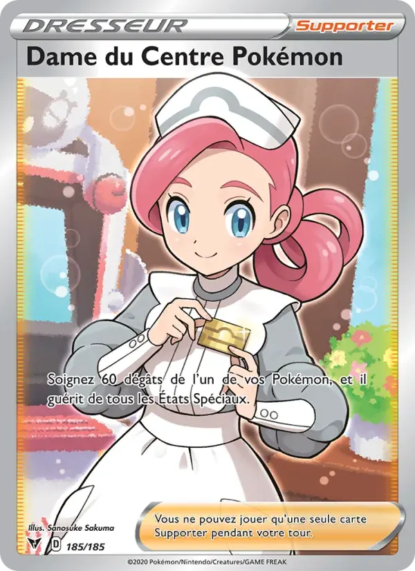 Dame du Centre Pokémon — Voltage Éclatant 185 French Pokémon card