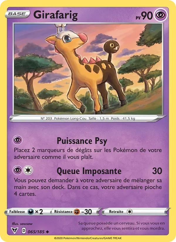 Girafarig — Voltage Éclatant 65 French Pokémon card