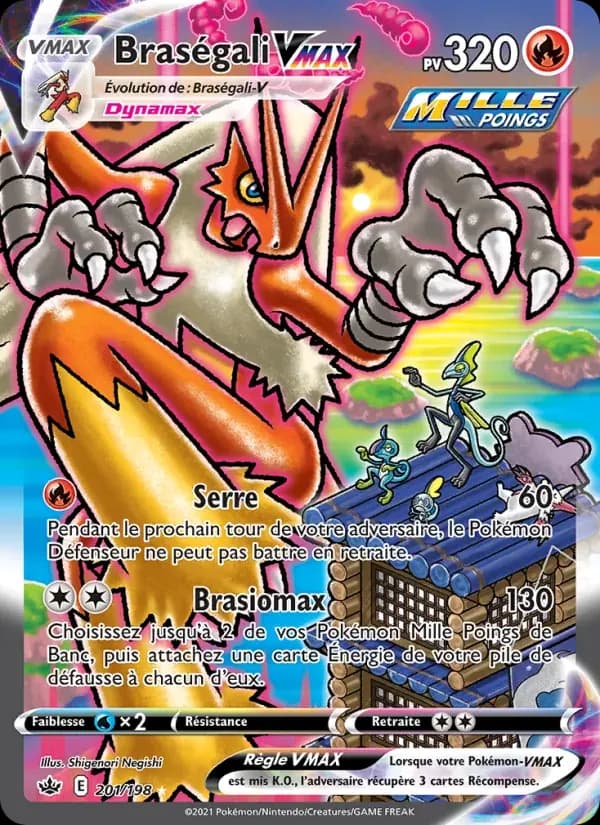 Braségali VMAX — Règne de Glace 201 French Pokémon card