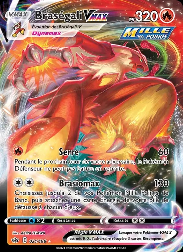 Braségali VMAX — Règne de Glace 21 French Pokémon card