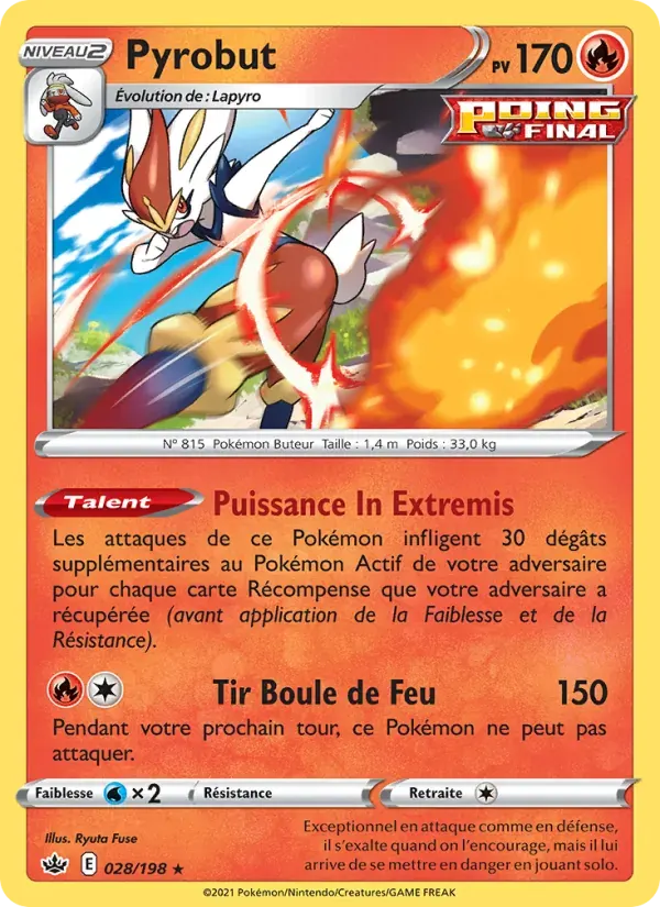Pyrobut — Règne de Glace 28 French Pokémon card