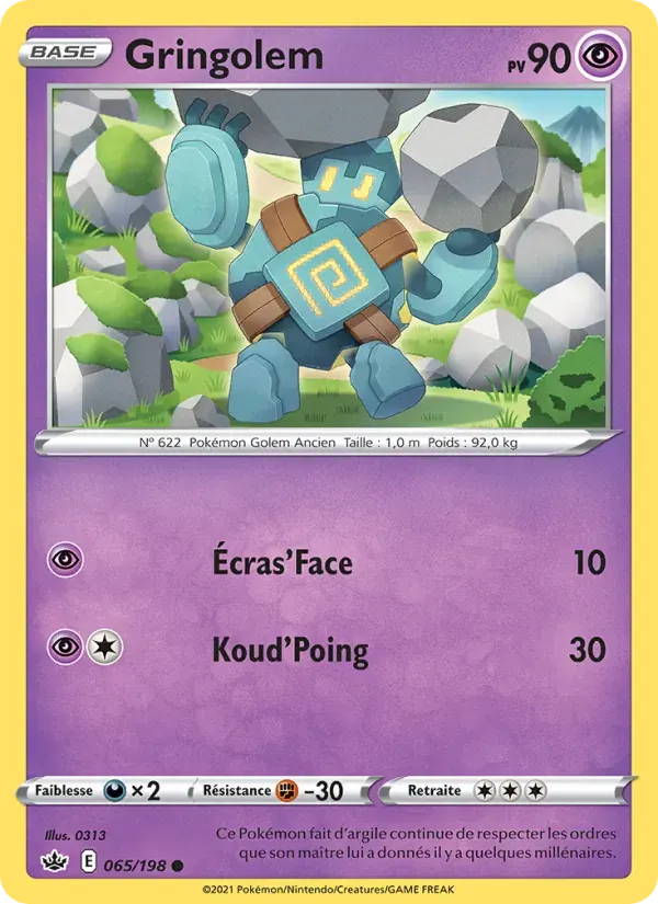 Gringolem — Règne de Glace 65 French Pokémon card