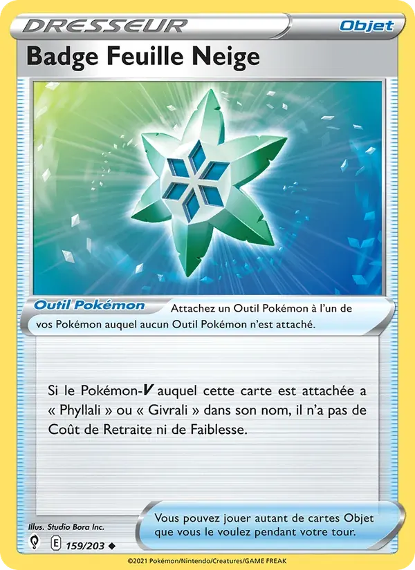 Badge Feuille Neige — Évolution Céleste 159 French Pokémon card